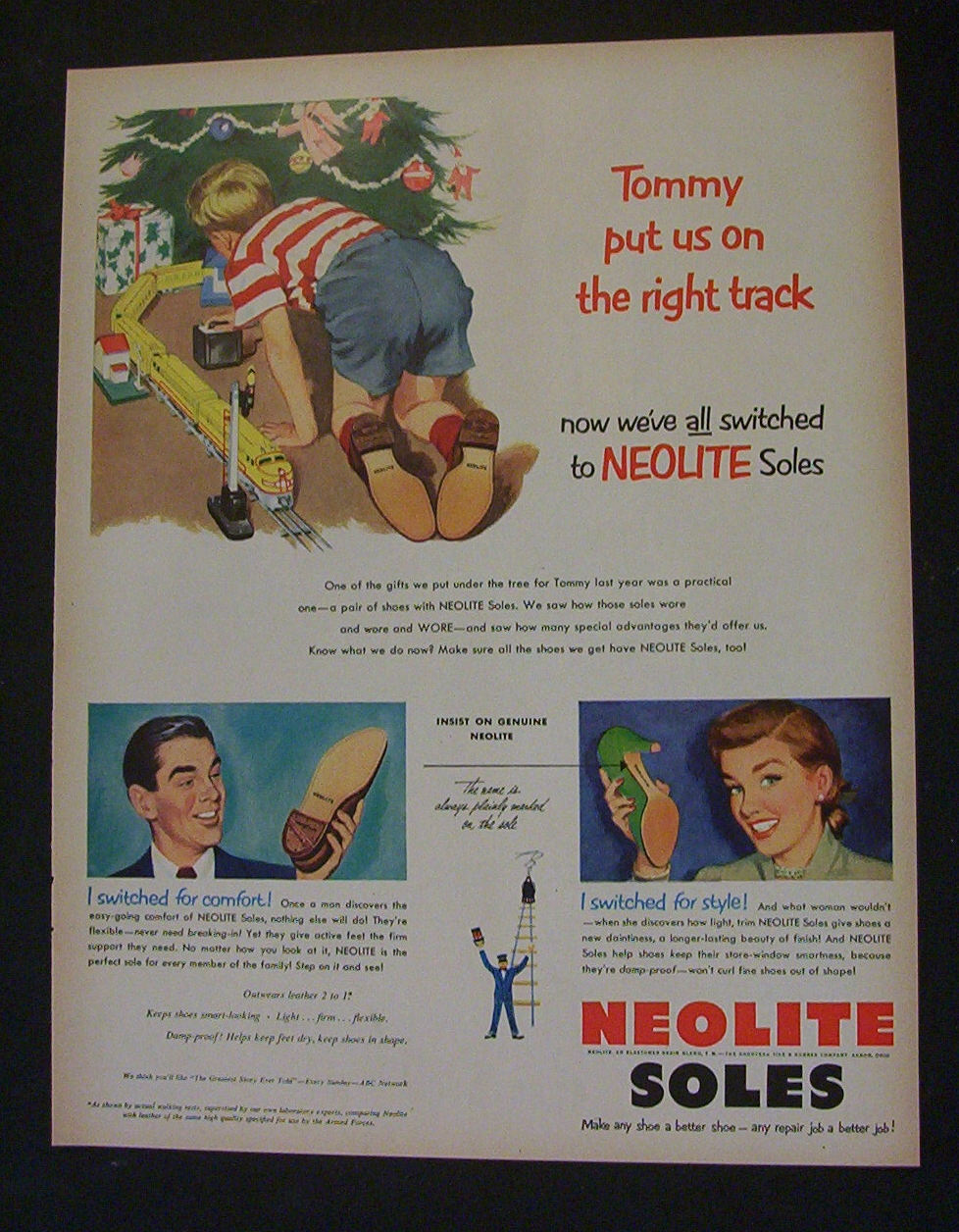 1951 Neolite Soles with Boy Hugging Woman's Legs
