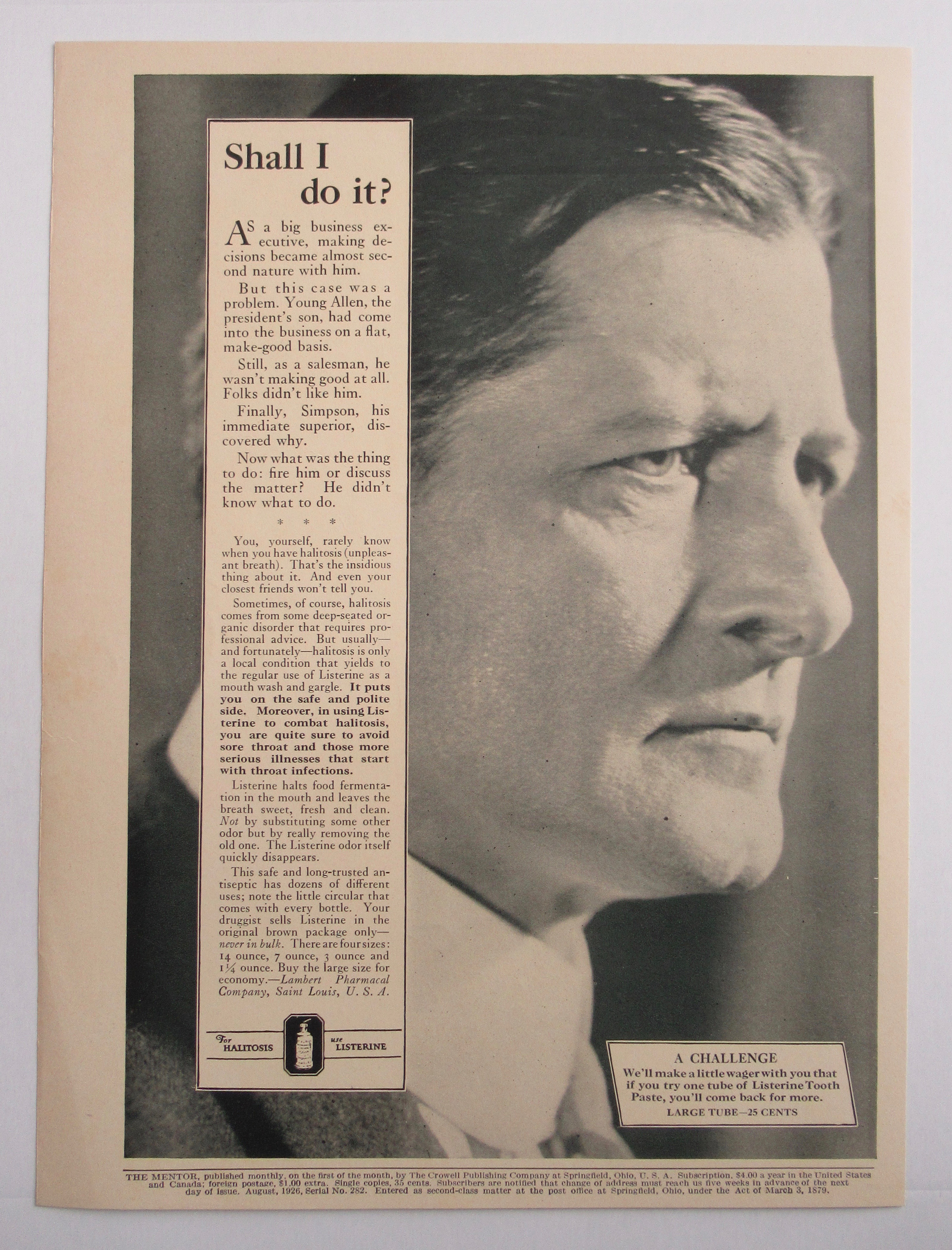 1926 Listerine with Man's Face