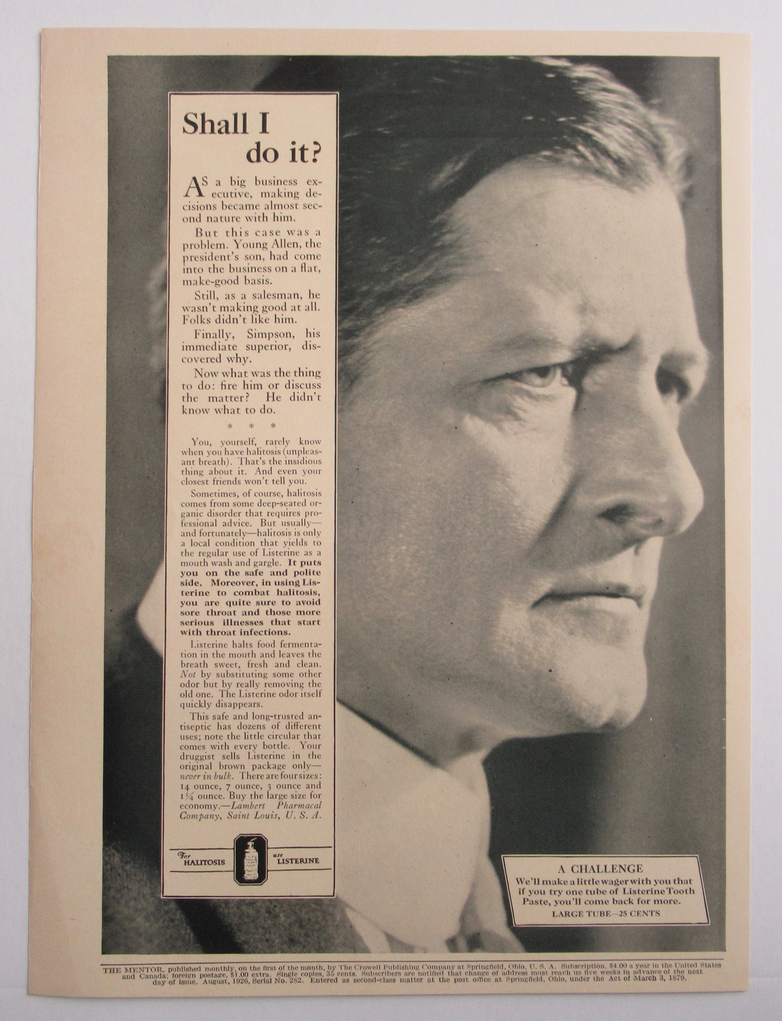 1926 Listerine with Man's Face