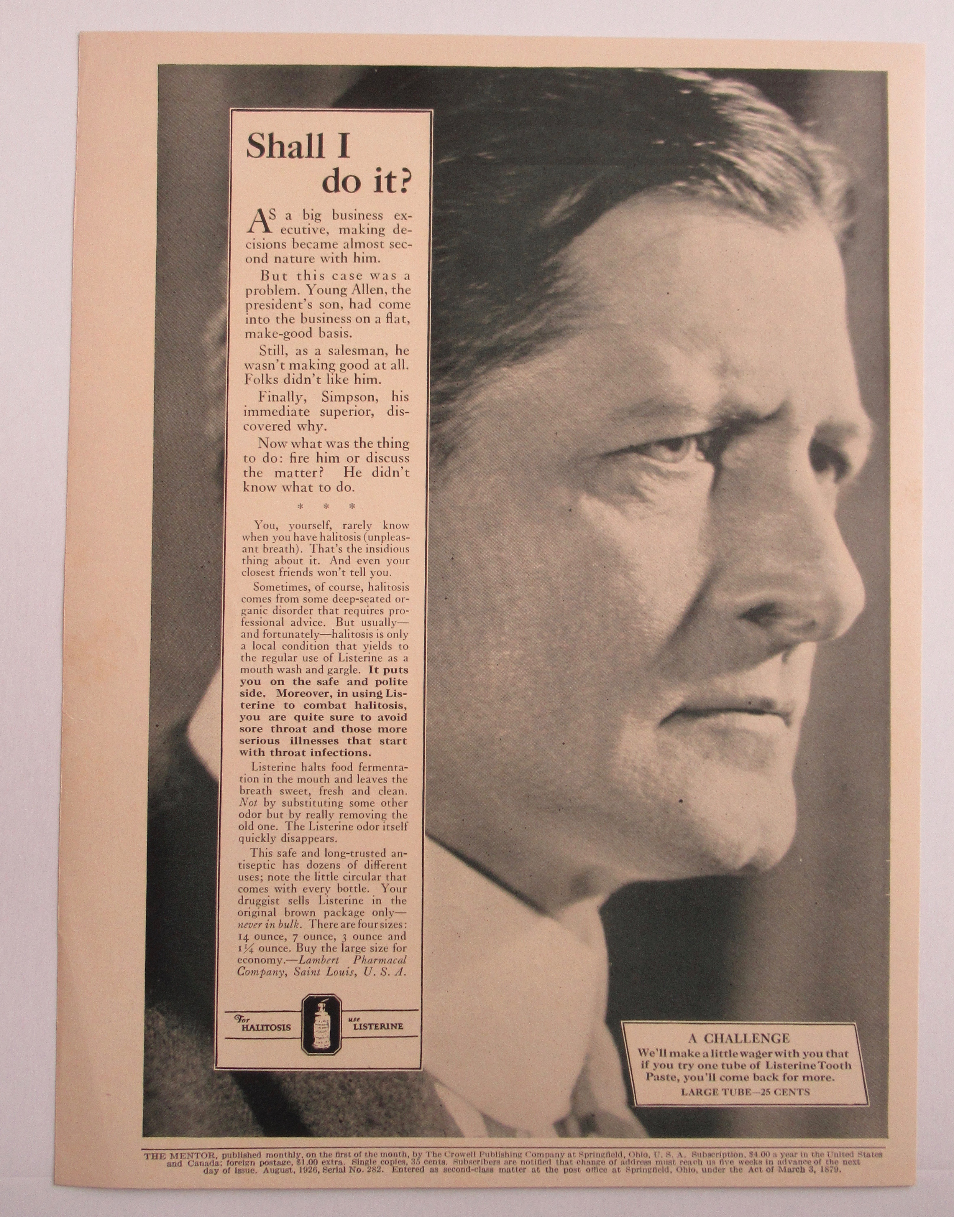 1926 Listerine with Man's Face