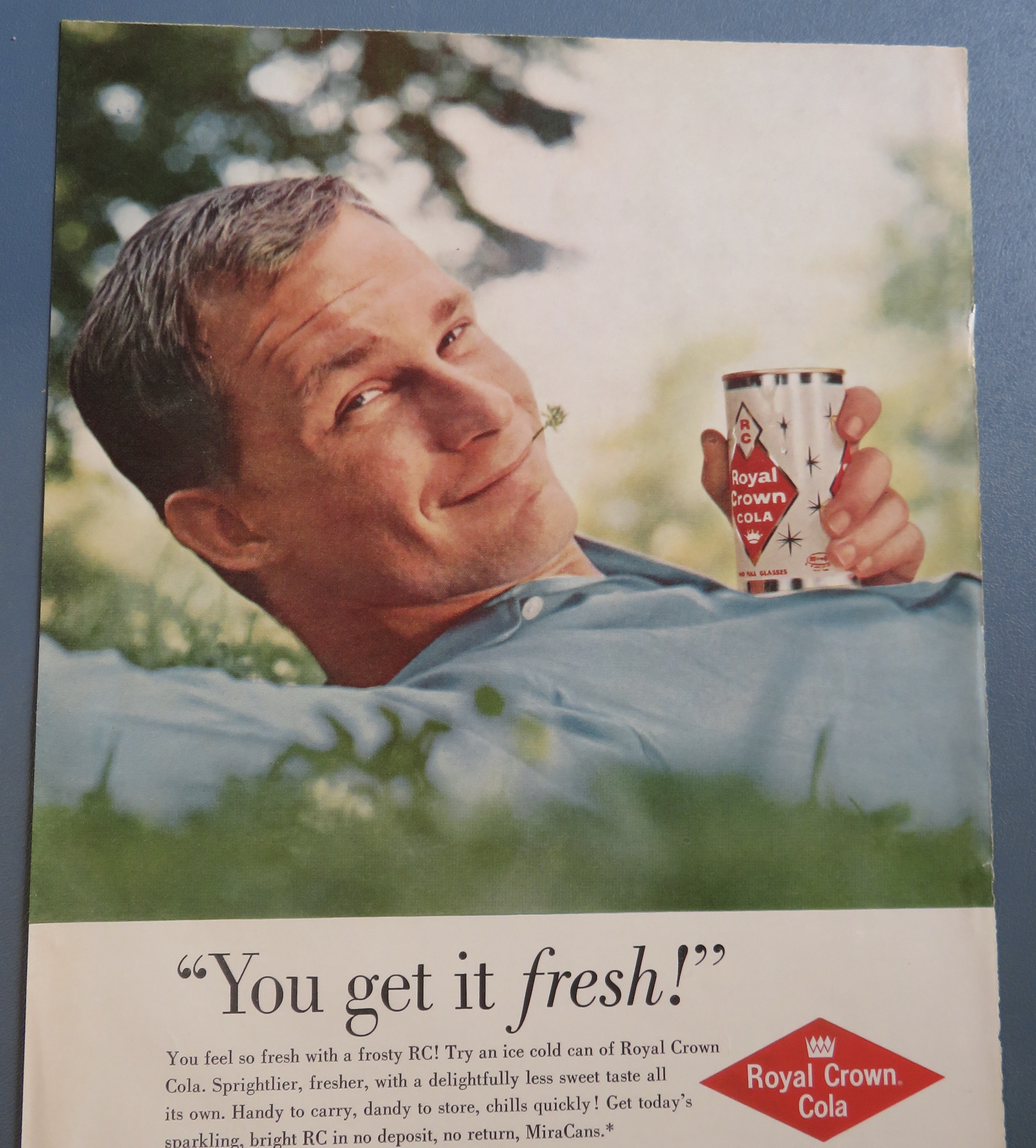 1960 Royal Crown Cola with Man Holding Can of Cola