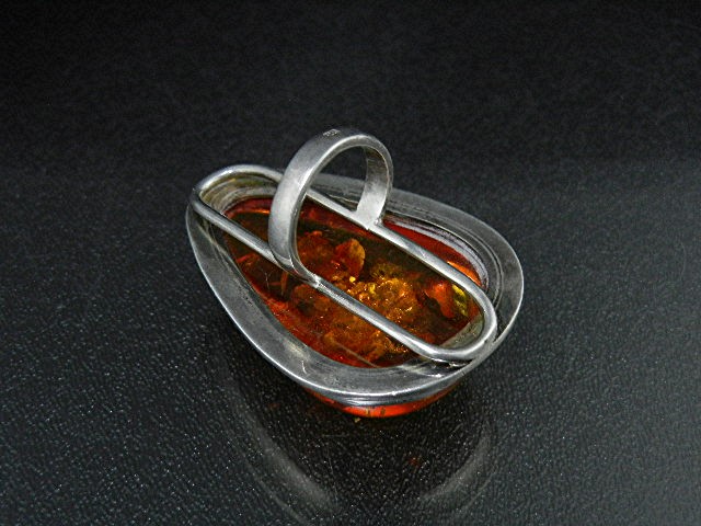 Baltic Amber Golden  Honey  Pear Shape Ring