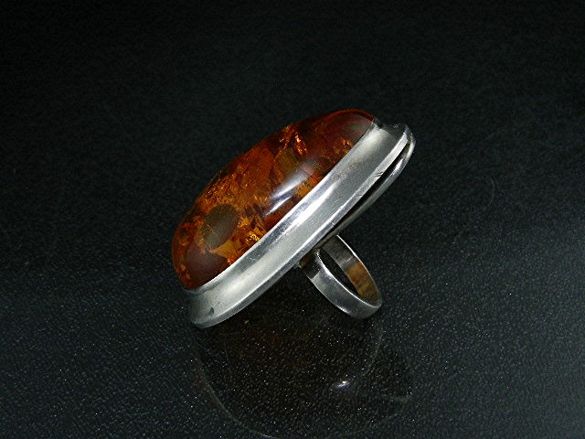 Baltic Amber Golden  Honey  Pear Shape Ring