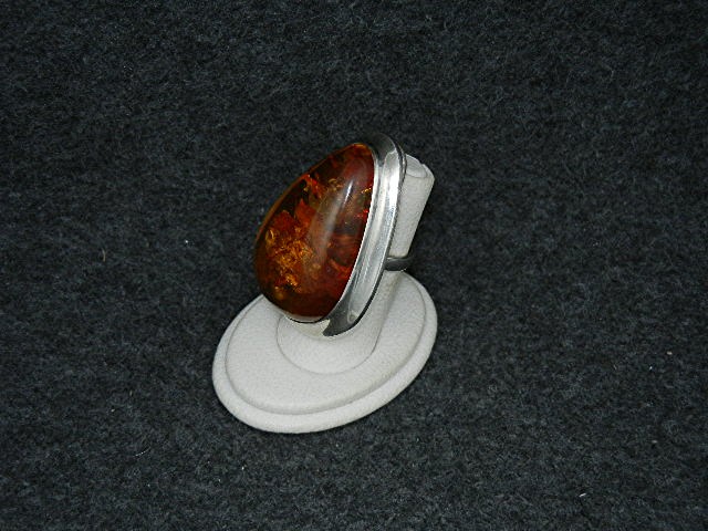 Baltic Amber Golden  Honey  Pear Shape Ring