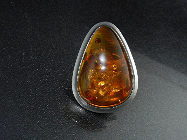 Baltic Amber Golden  Honey  Pear Shape Ring