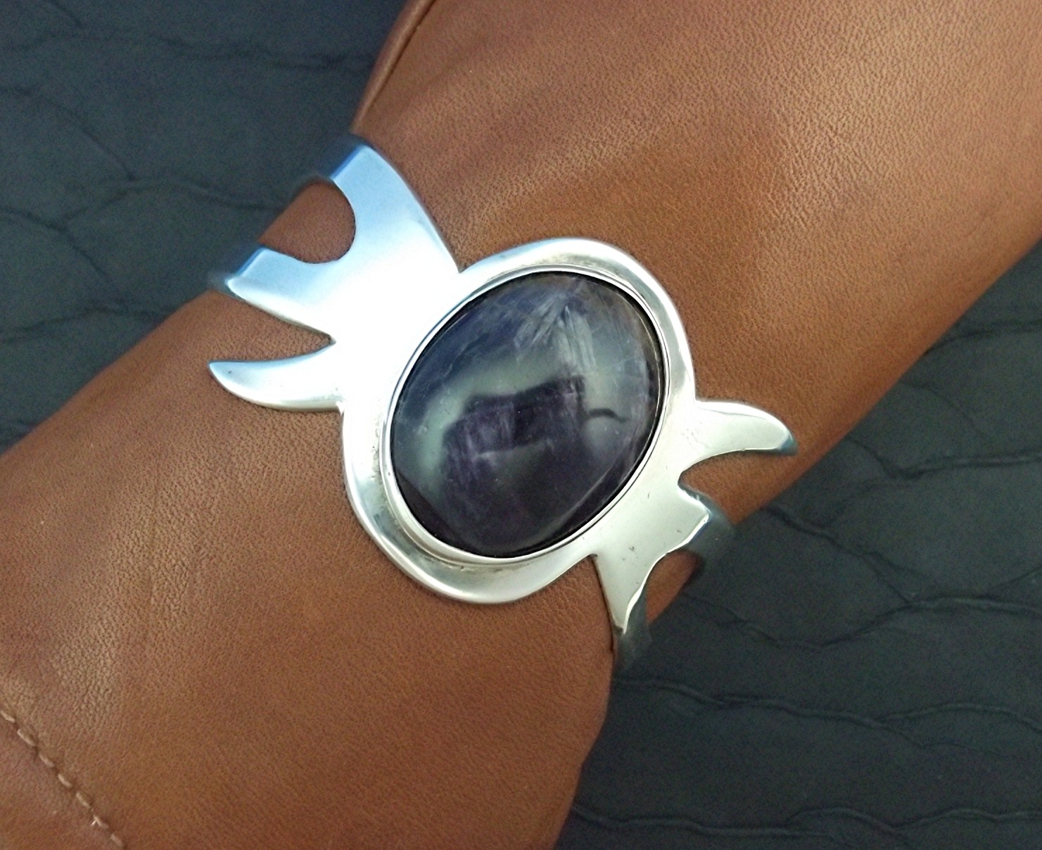 Bracelet Sterling Silver Amethyst Taxco Mexico Eagle 3