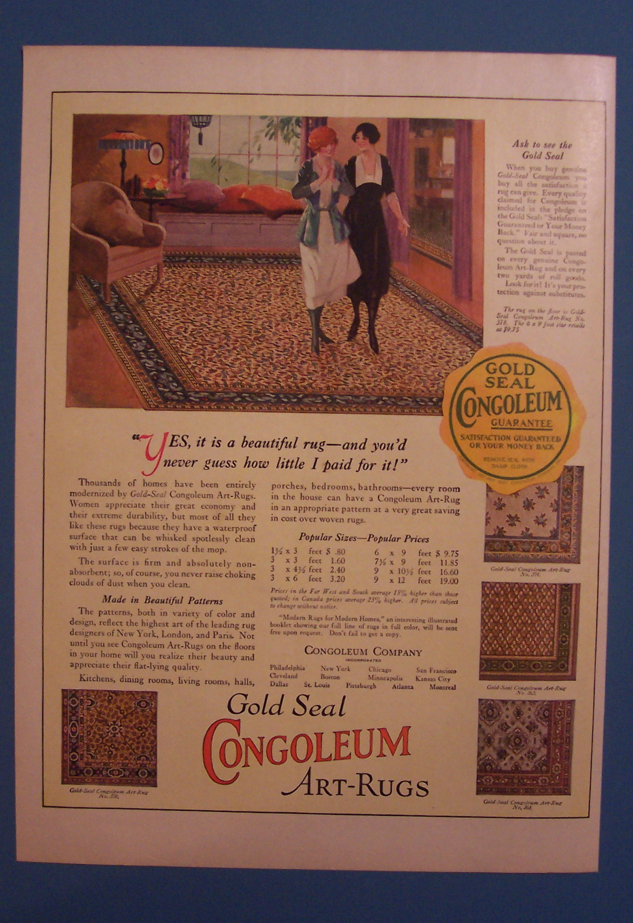 1921 Congoleum Gold Seal Art - Rugs