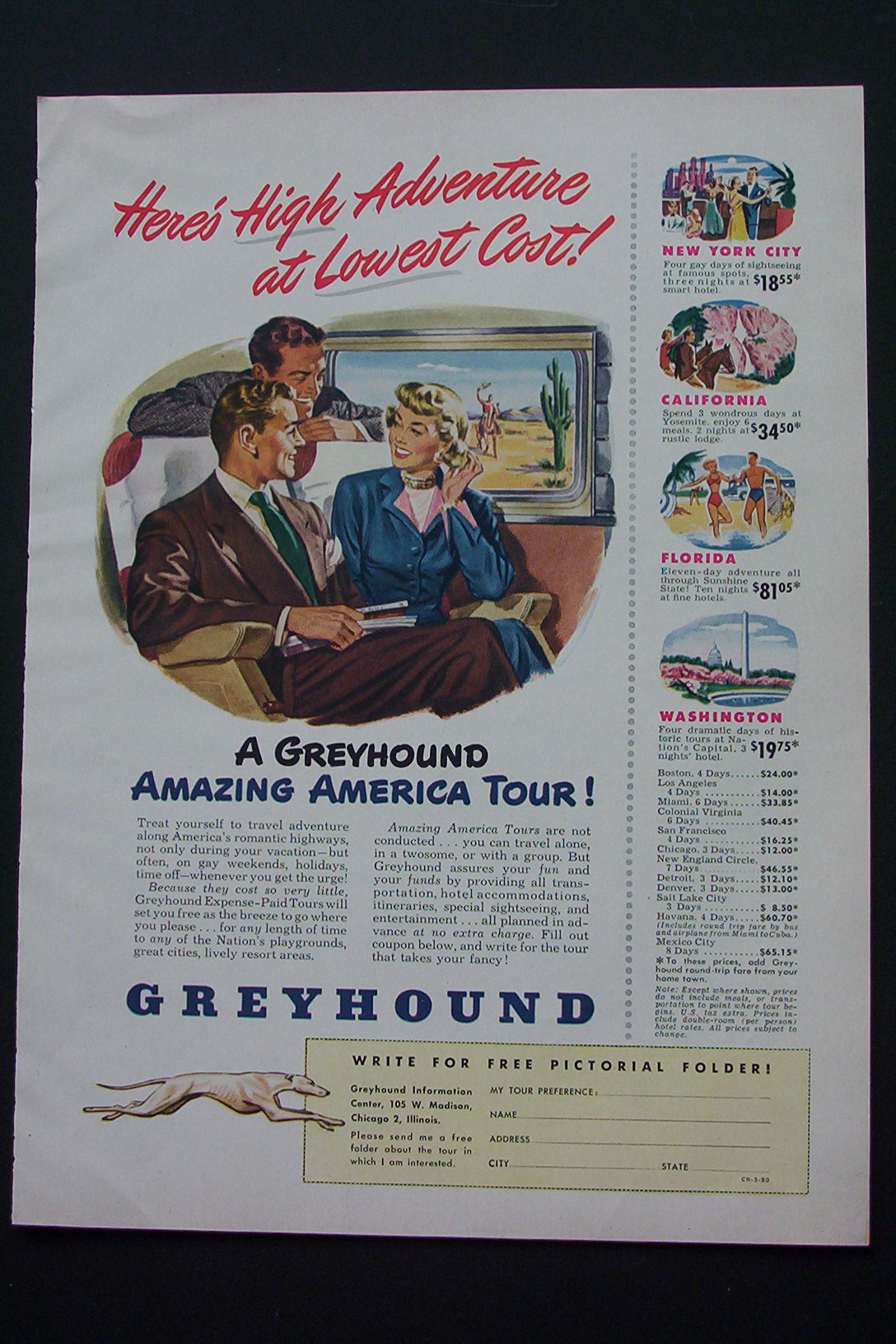 1950 Greyhound with People Talking