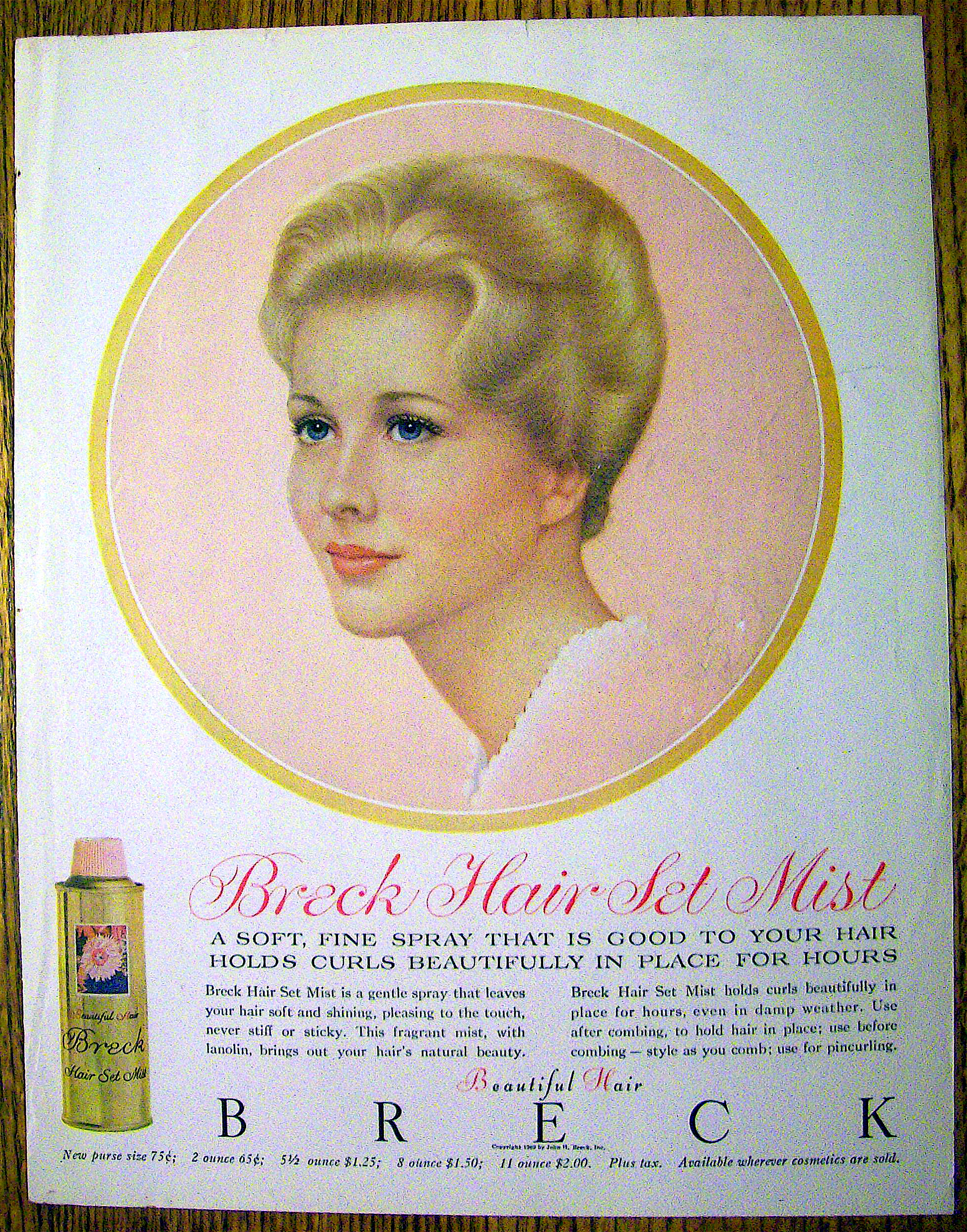 1960 Breck Hair Mist w/Blonde Haired & Blue Eyed Woman