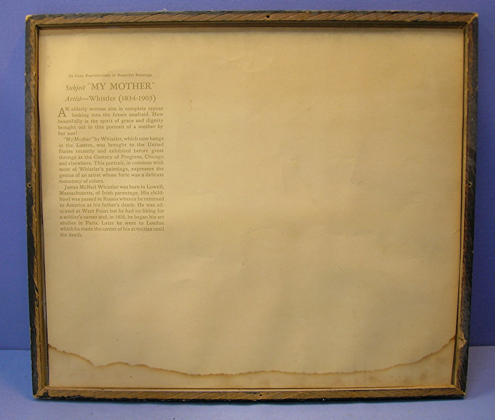 My Mother by Whistler (1834-1903) De Luxe Reproduction