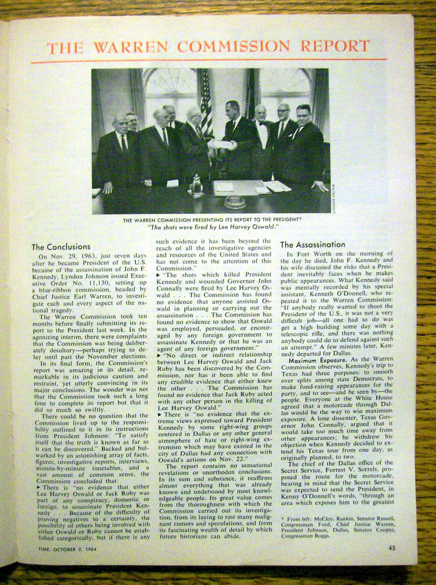 Time Magazine-October 2, 1964-Warren Commission
