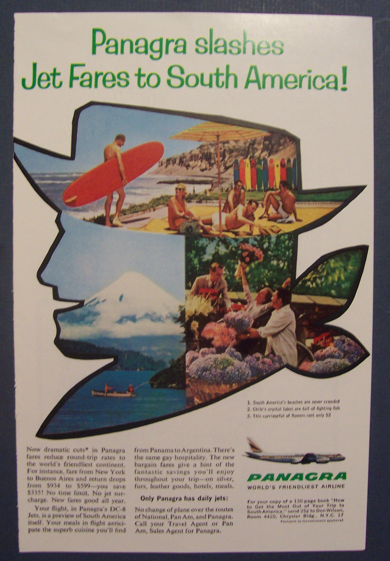 1961 Panagra Airlines Ad with Face Of A Person