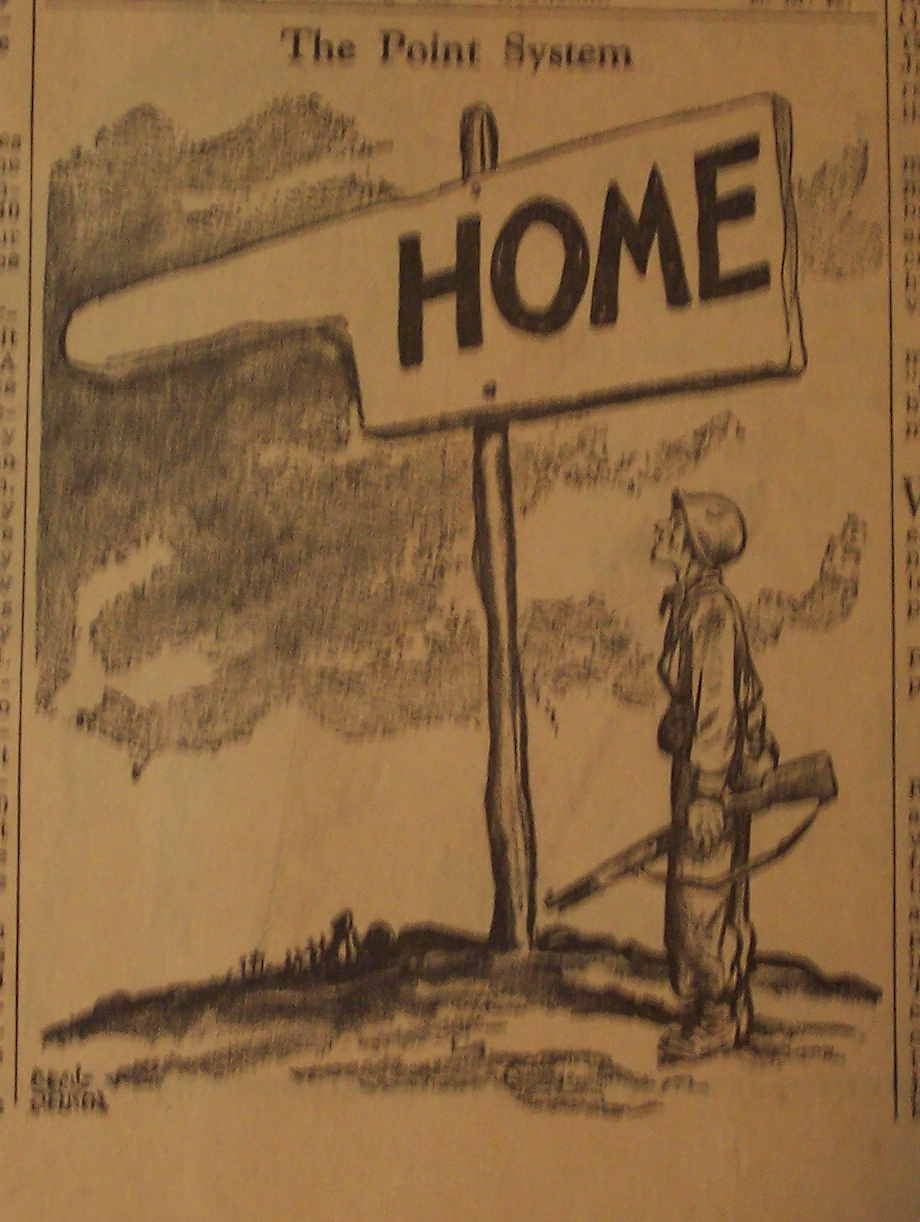 Political Cartoon - 1945 "The Point System"