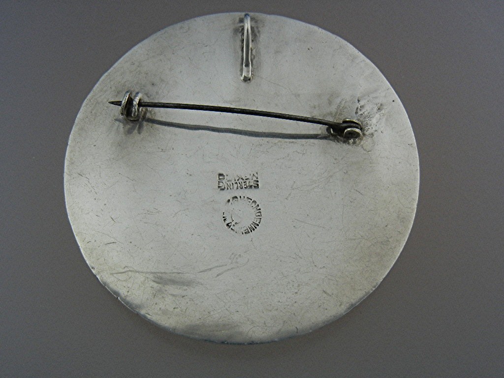 Brooch Pin Sterling Silver mexico Crushed Stone Inlay