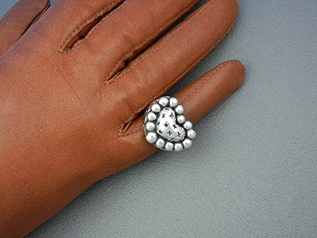 DIAN MALOUF Sterling Silver Heart Cross Ring