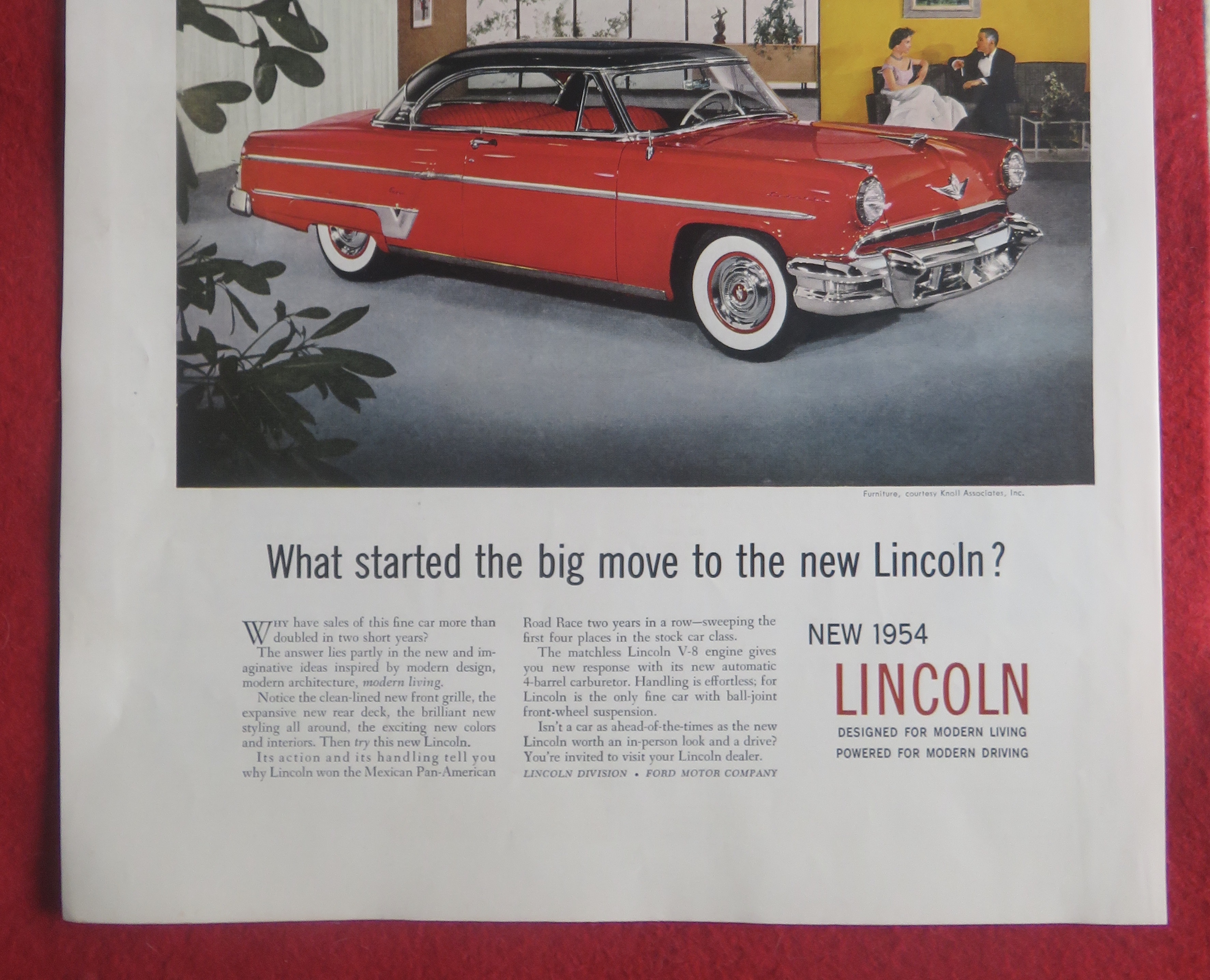 1954 Lincoln Automobile with Shiny Red Lincoln