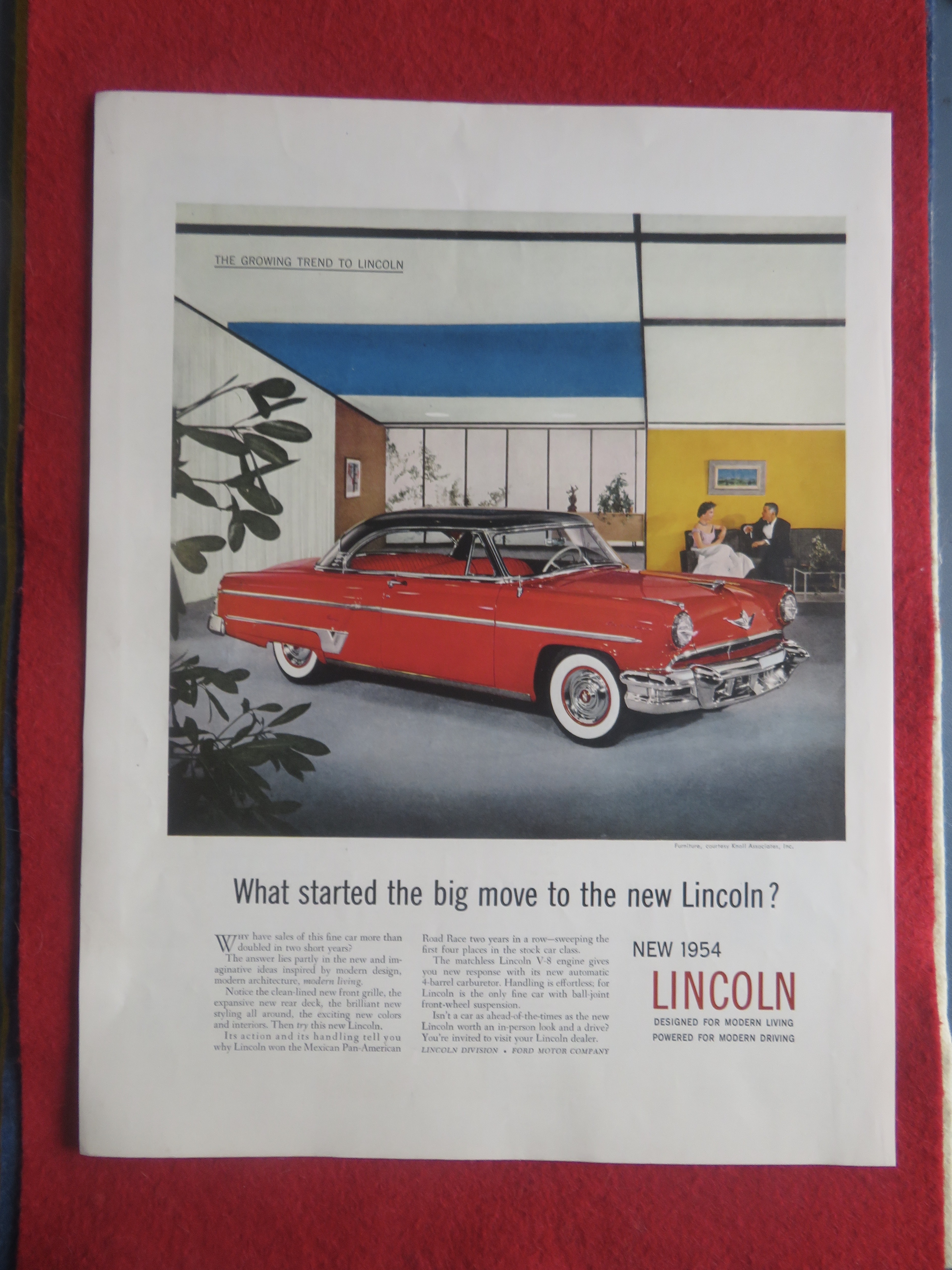 1954 Lincoln Automobile with Shiny Red Lincoln