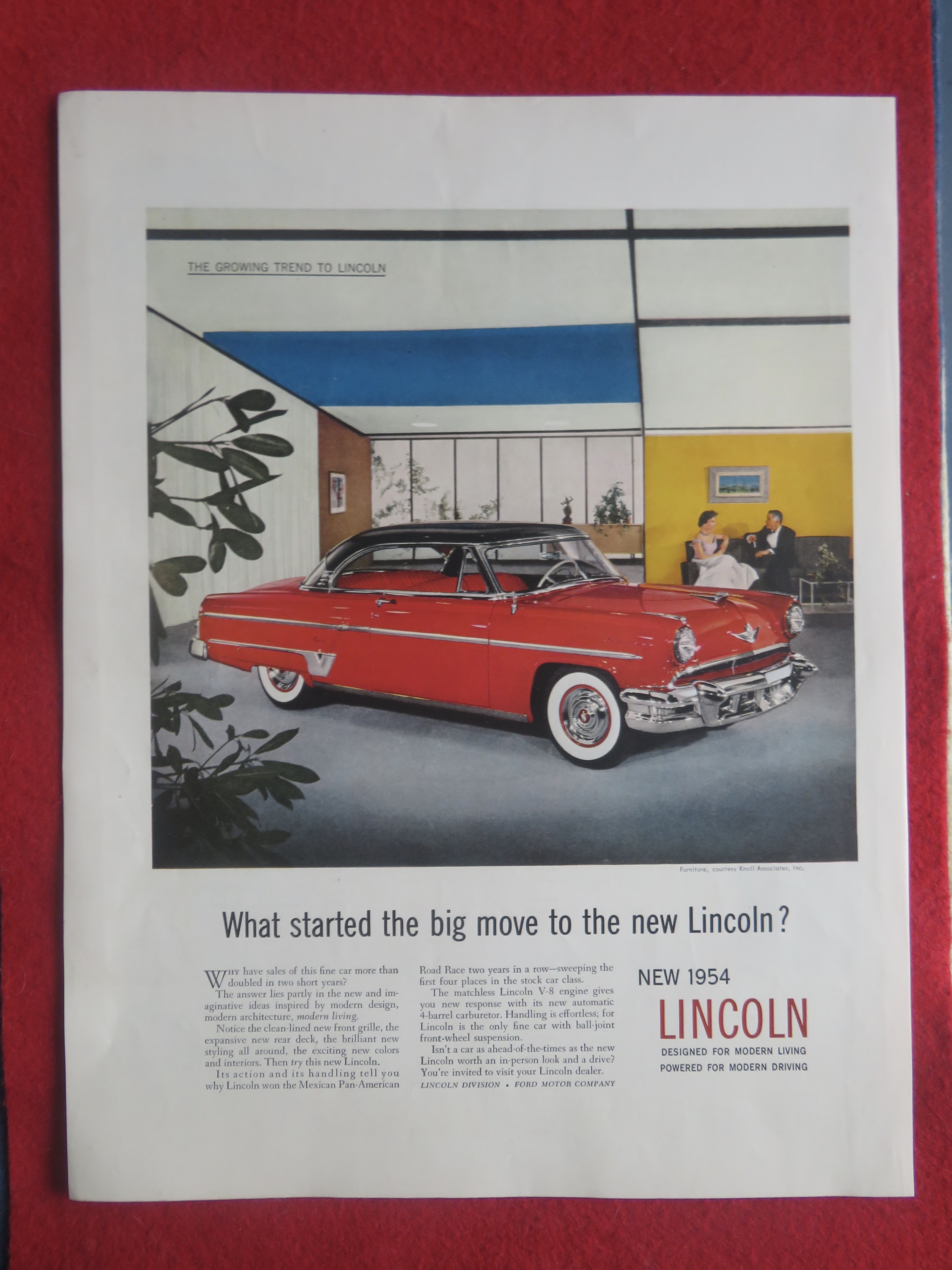 1954 Lincoln Automobile with Shiny Red Lincoln