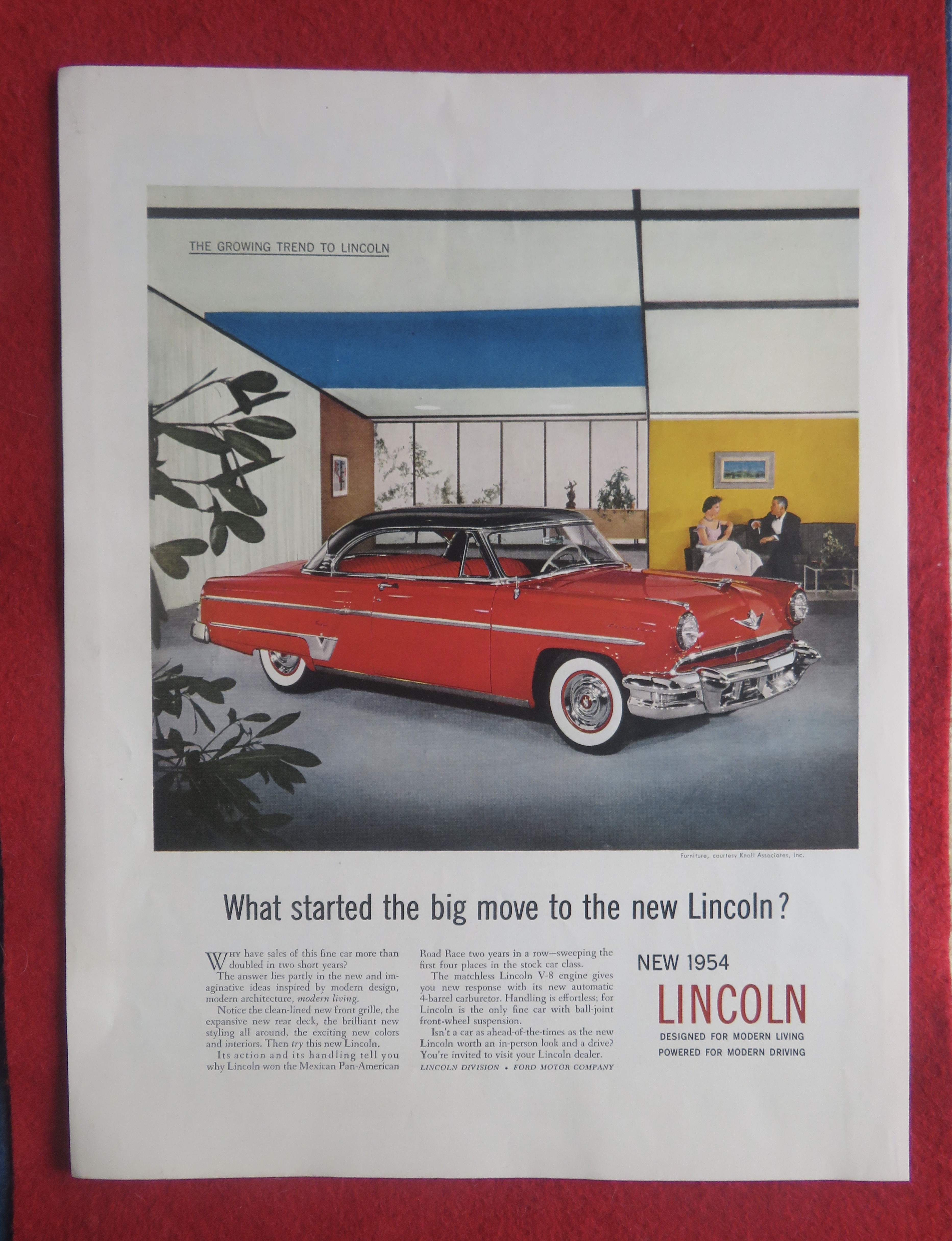 1954 Lincoln Automobile with Shiny Red Lincoln