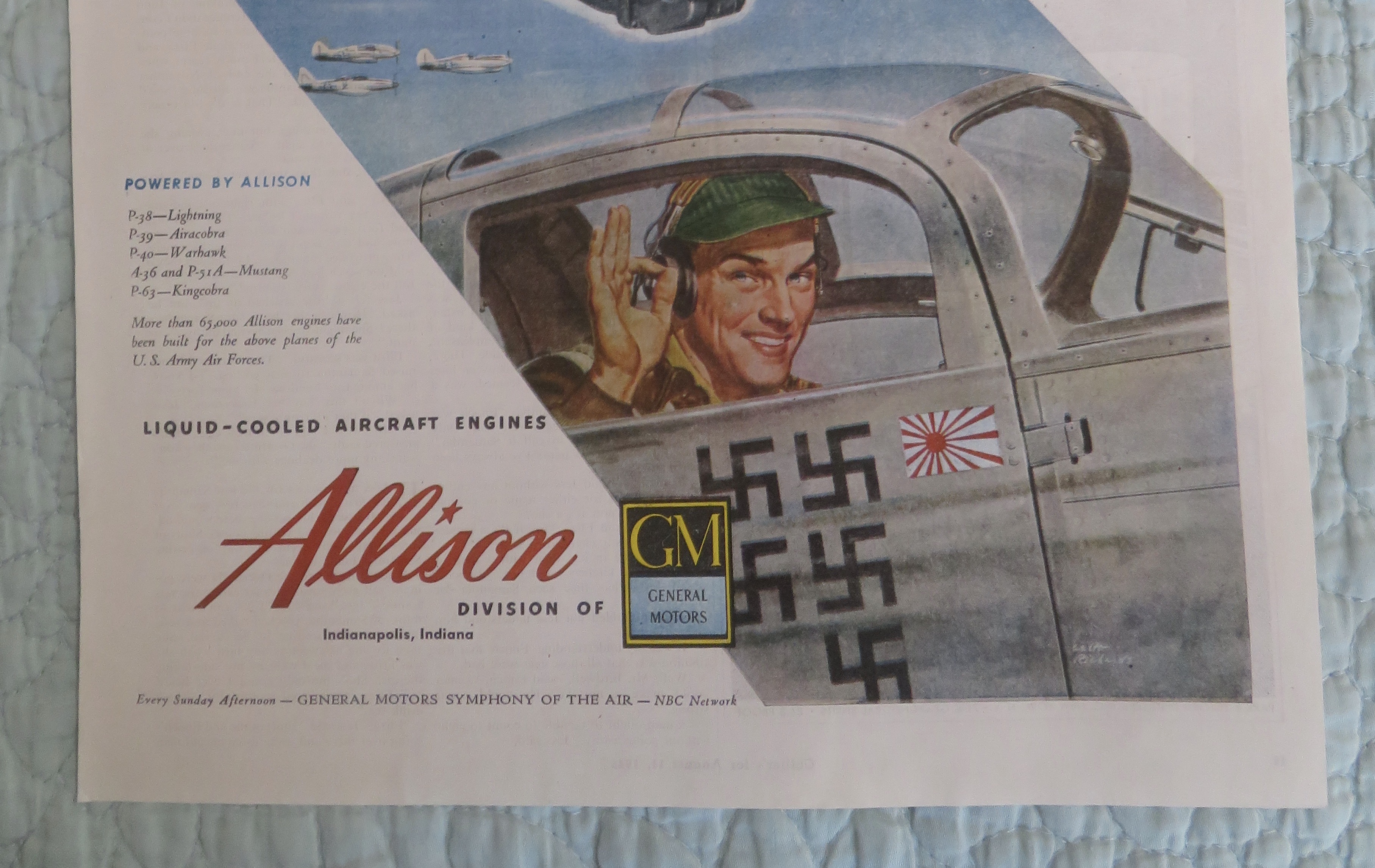 1945 Allison Aircraft Engine with Engine & Pilot Flying