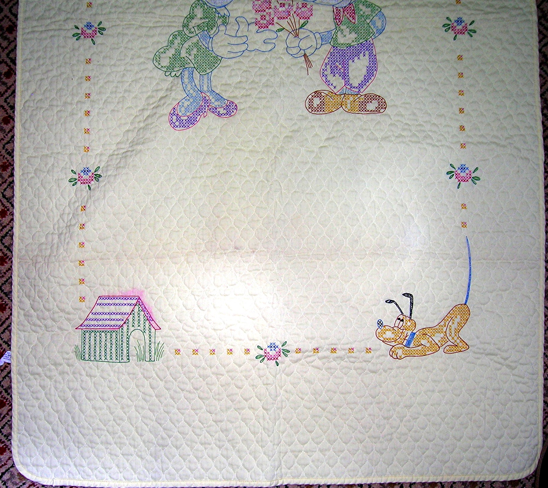 Disney Cross Stitch Mickey and Minnie Baby Quilt Kit