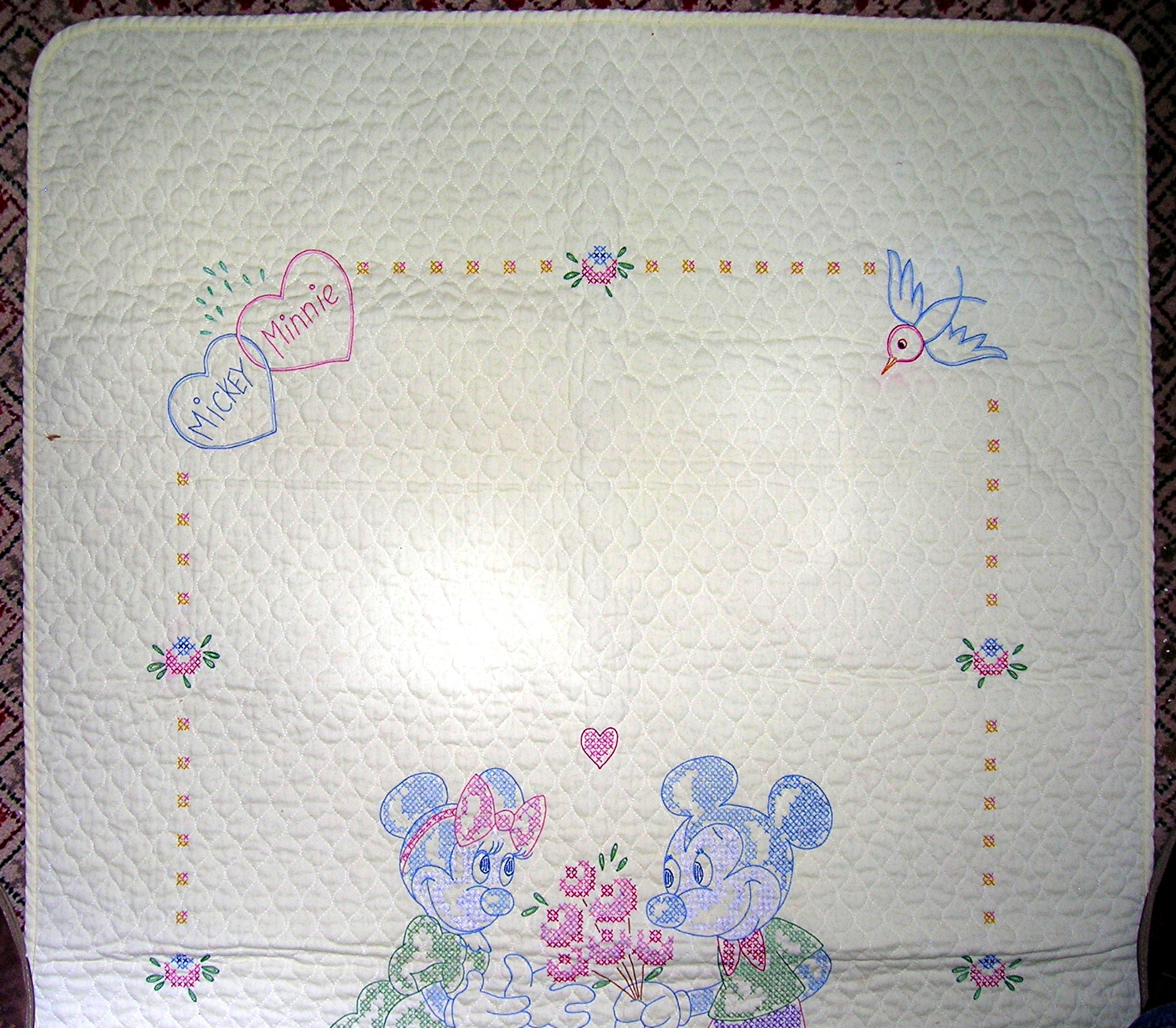 Disney Cross Stitch Mickey and Minnie Baby Quilt Kit