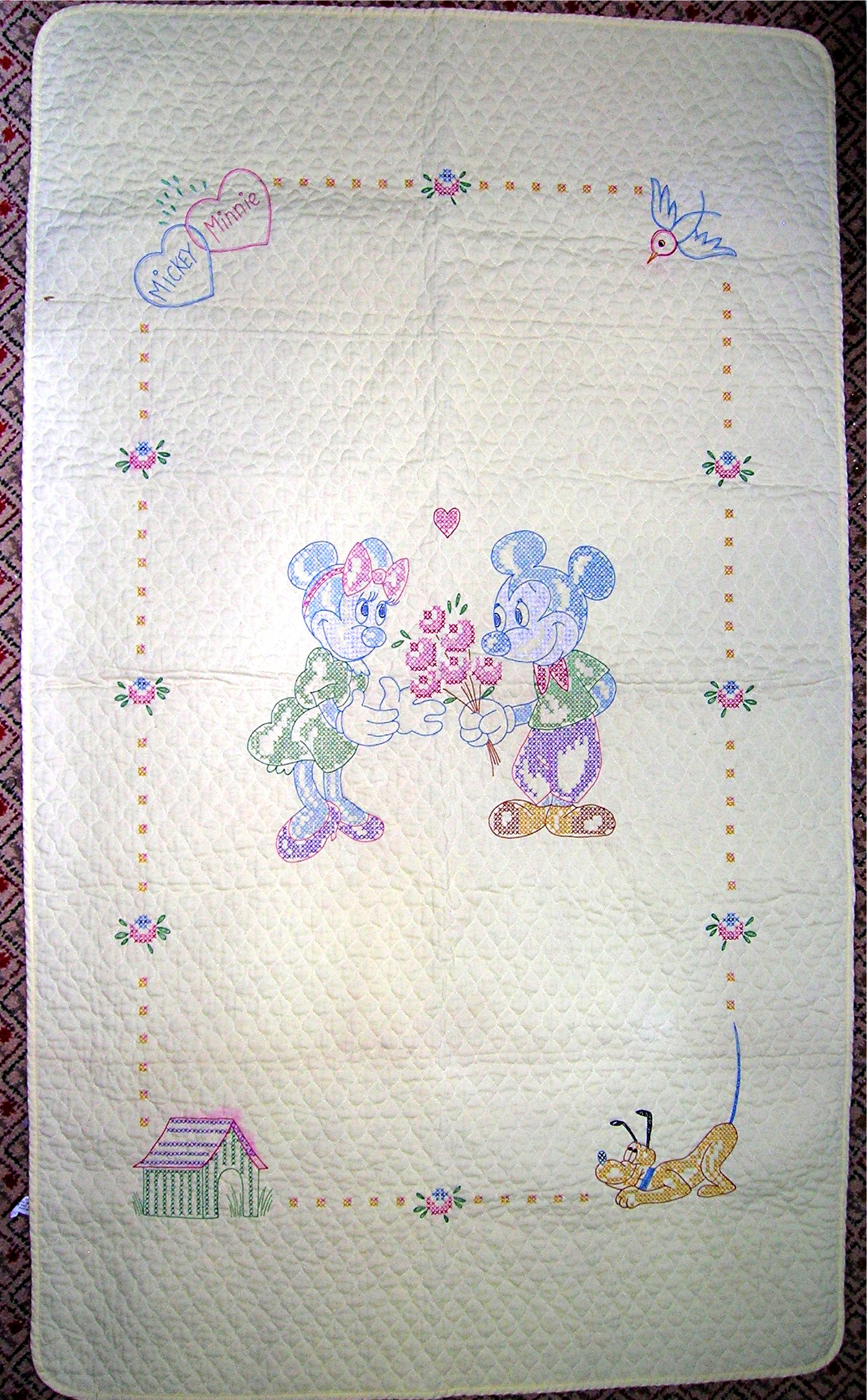 Disney Cross Stitch Mickey and Minnie Baby Quilt Kit