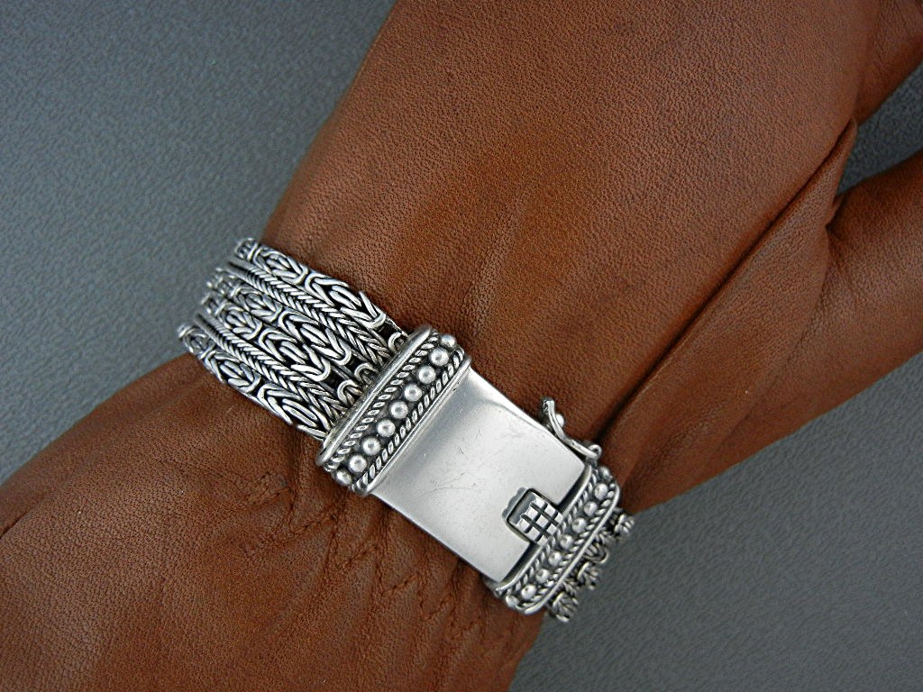 Bracelet Sterling Silver Indonesia 6 Strands Push Clasp