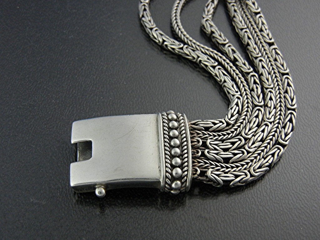 Bracelet Sterling Silver Indonesia 6 Strands Push Clasp