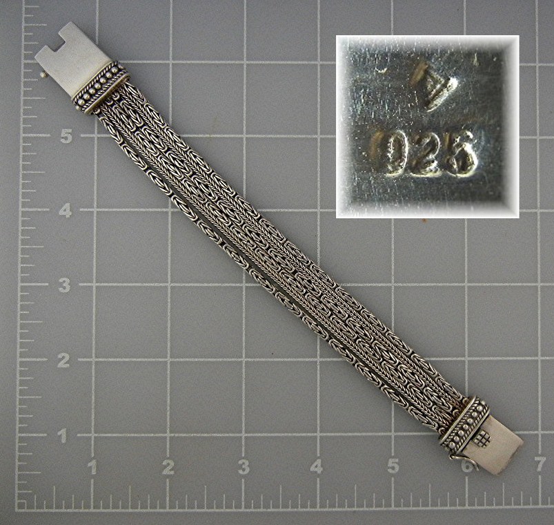 Bracelet Sterling Silver Indonesia 6 Strands Push Clasp