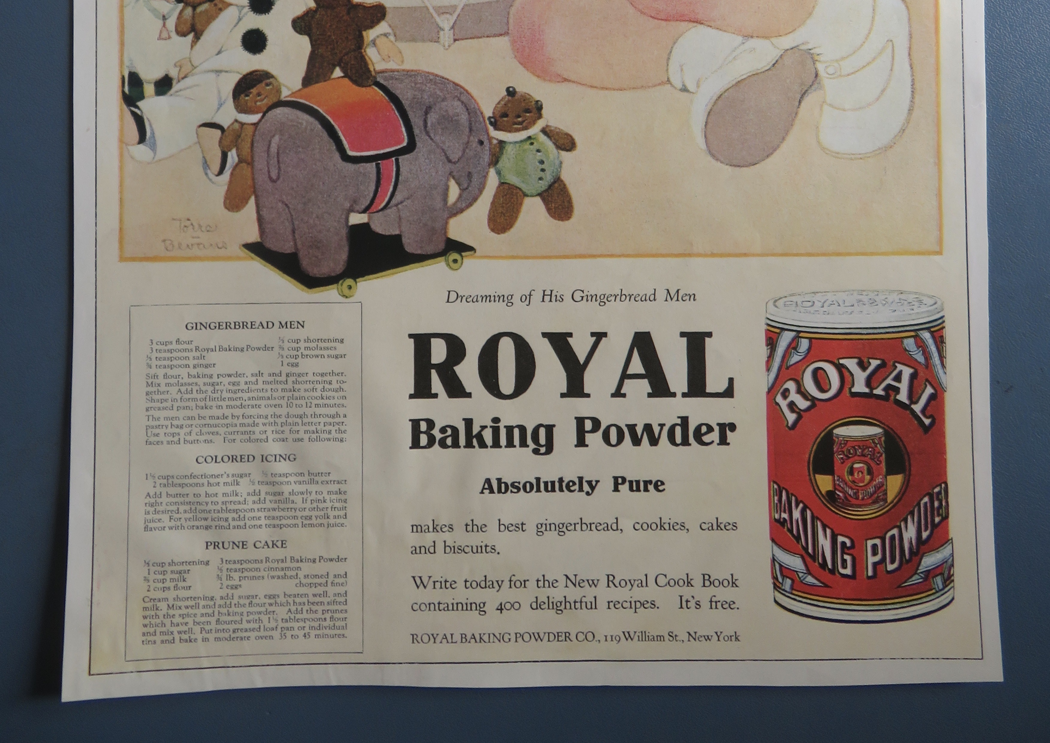 1920 Royal Baking Powder with Child Asleep on Drum