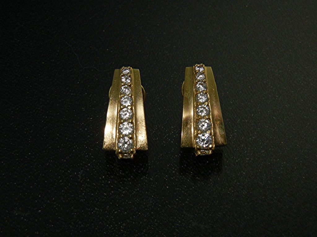 Earrings 14K Gold Diamond Omega Backs
