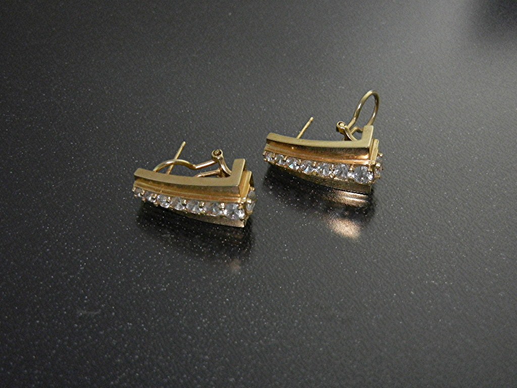 Earrings 14K Gold Diamond Omega Backs