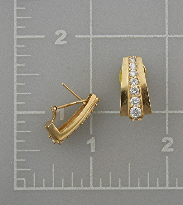 Earrings 14K Gold Diamond Omega Backs