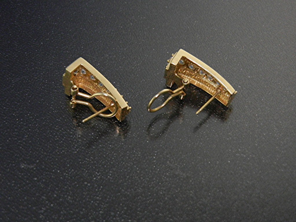Earrings 14K Gold Diamond Omega Backs
