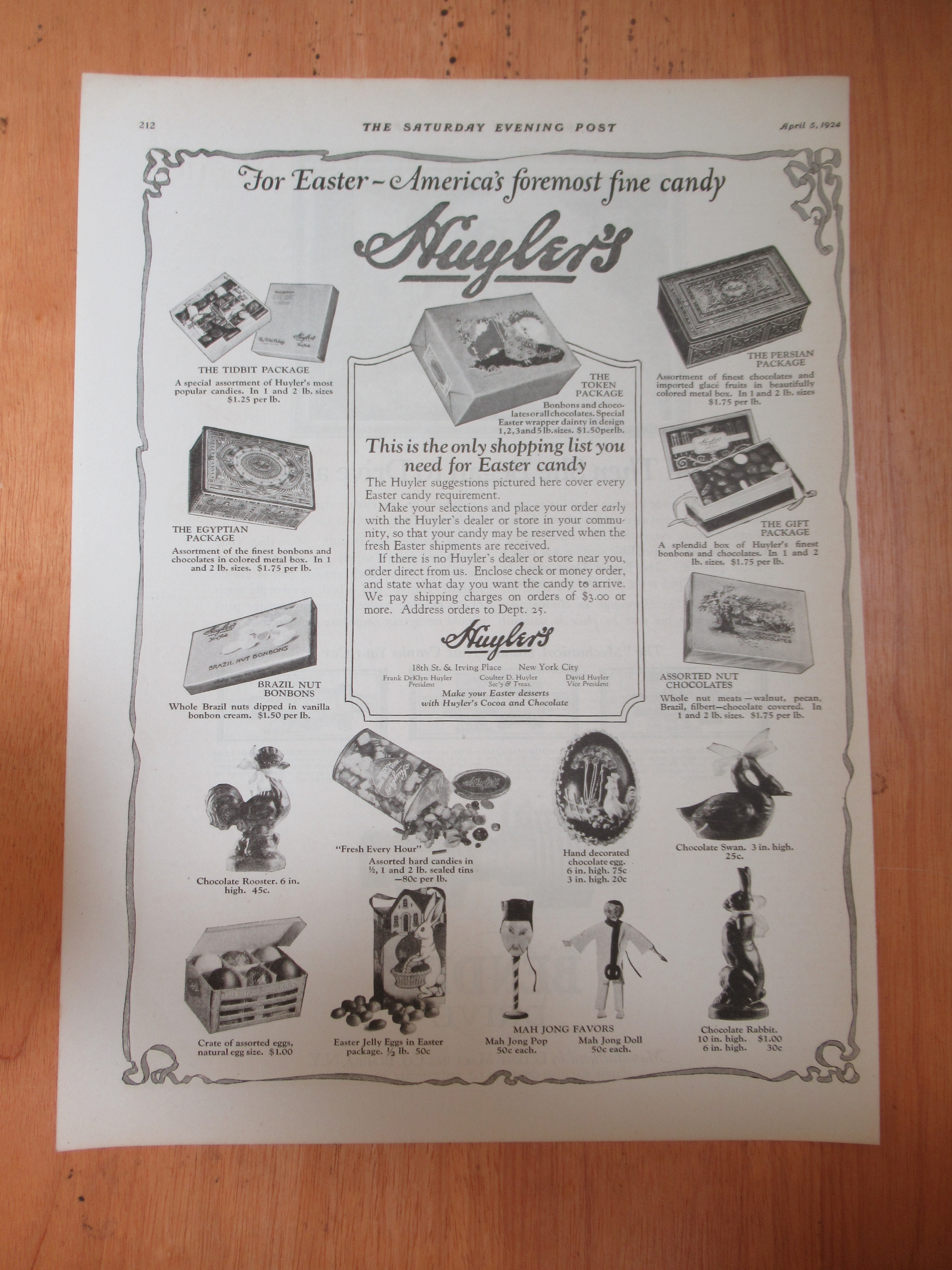 1924 Huyler Cocoa & Chocolate with Variety of Chocolate