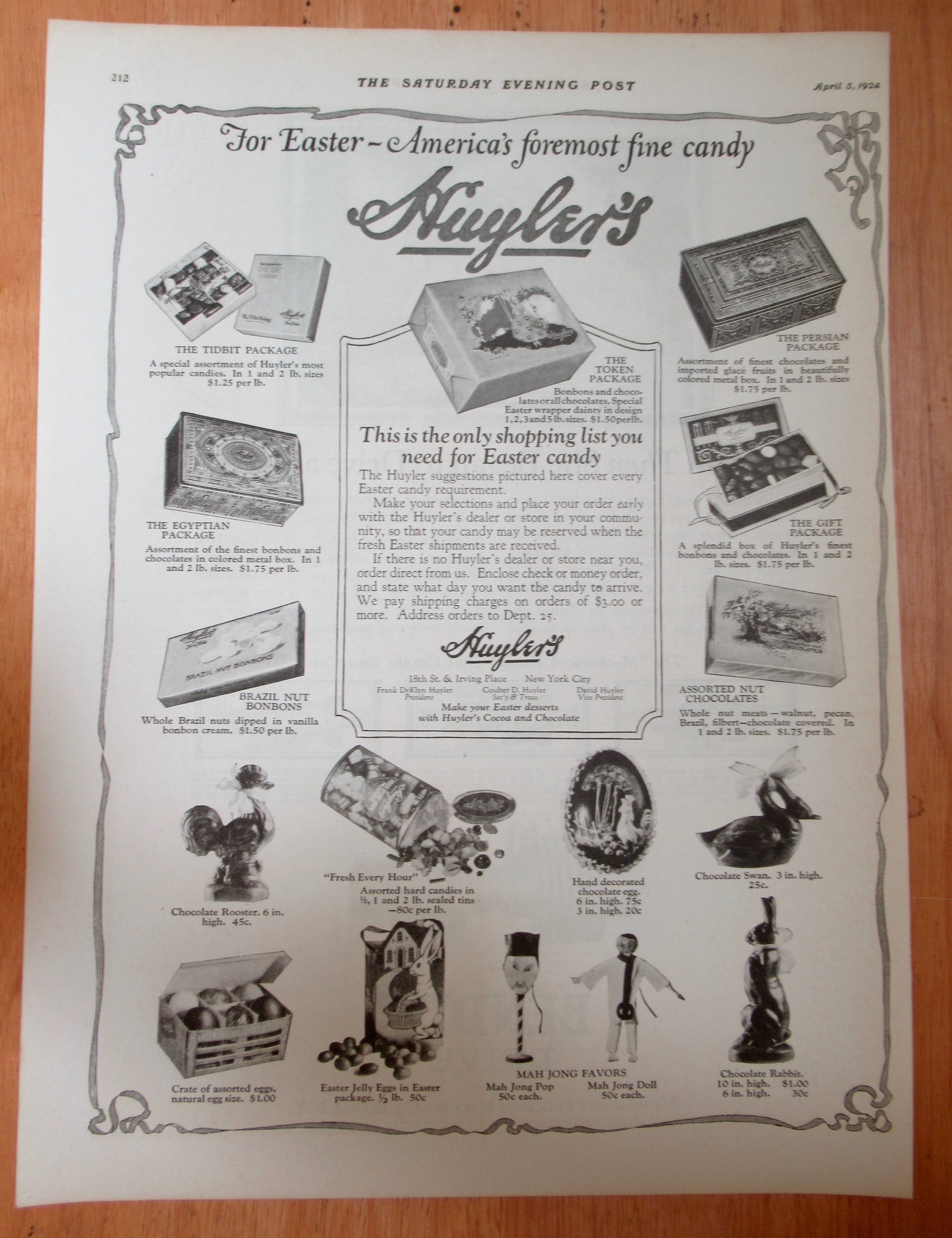 1924 Huyler Cocoa & Chocolate with Variety of Chocolate