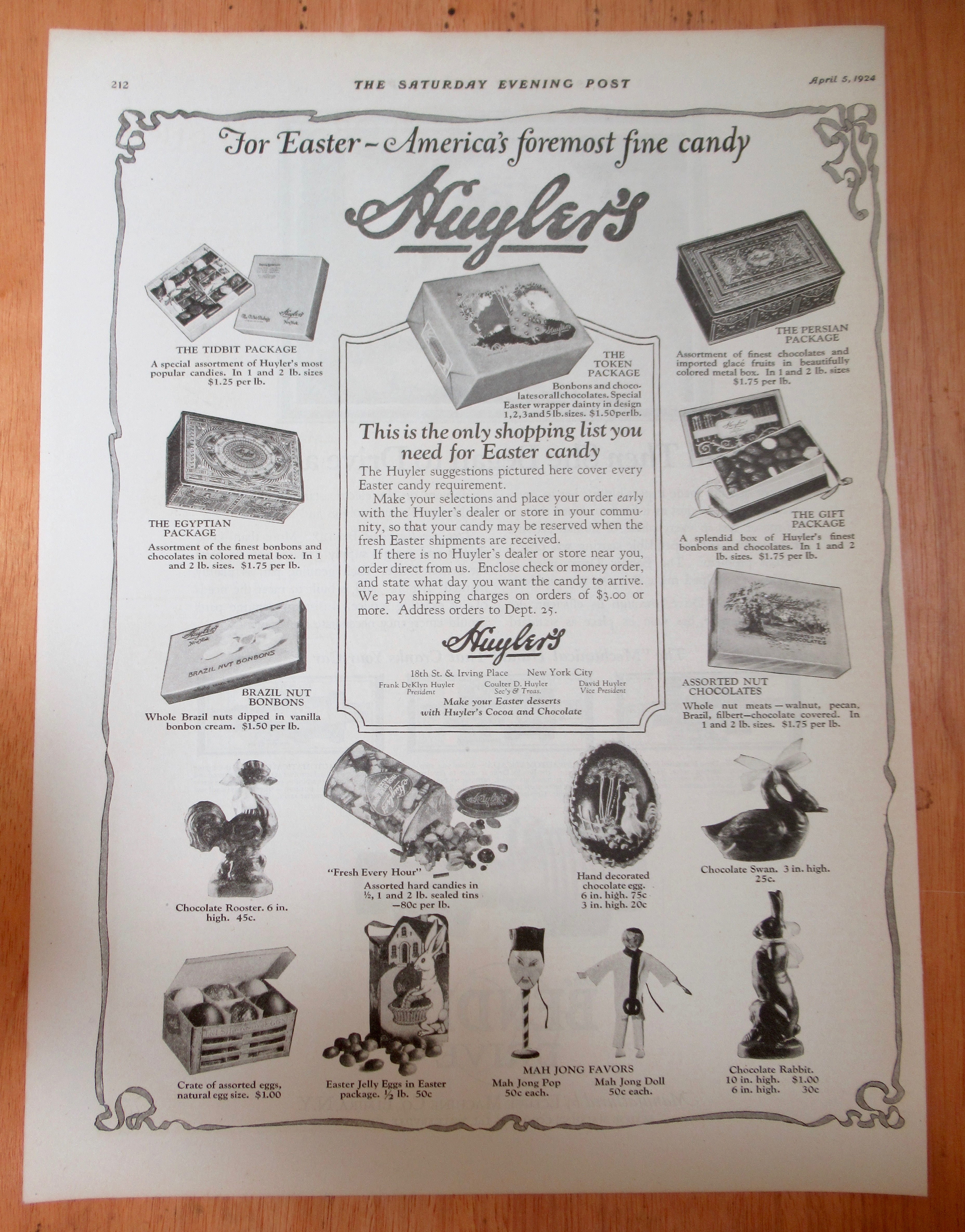 1924 Huyler Cocoa & Chocolate with Variety of Chocolate