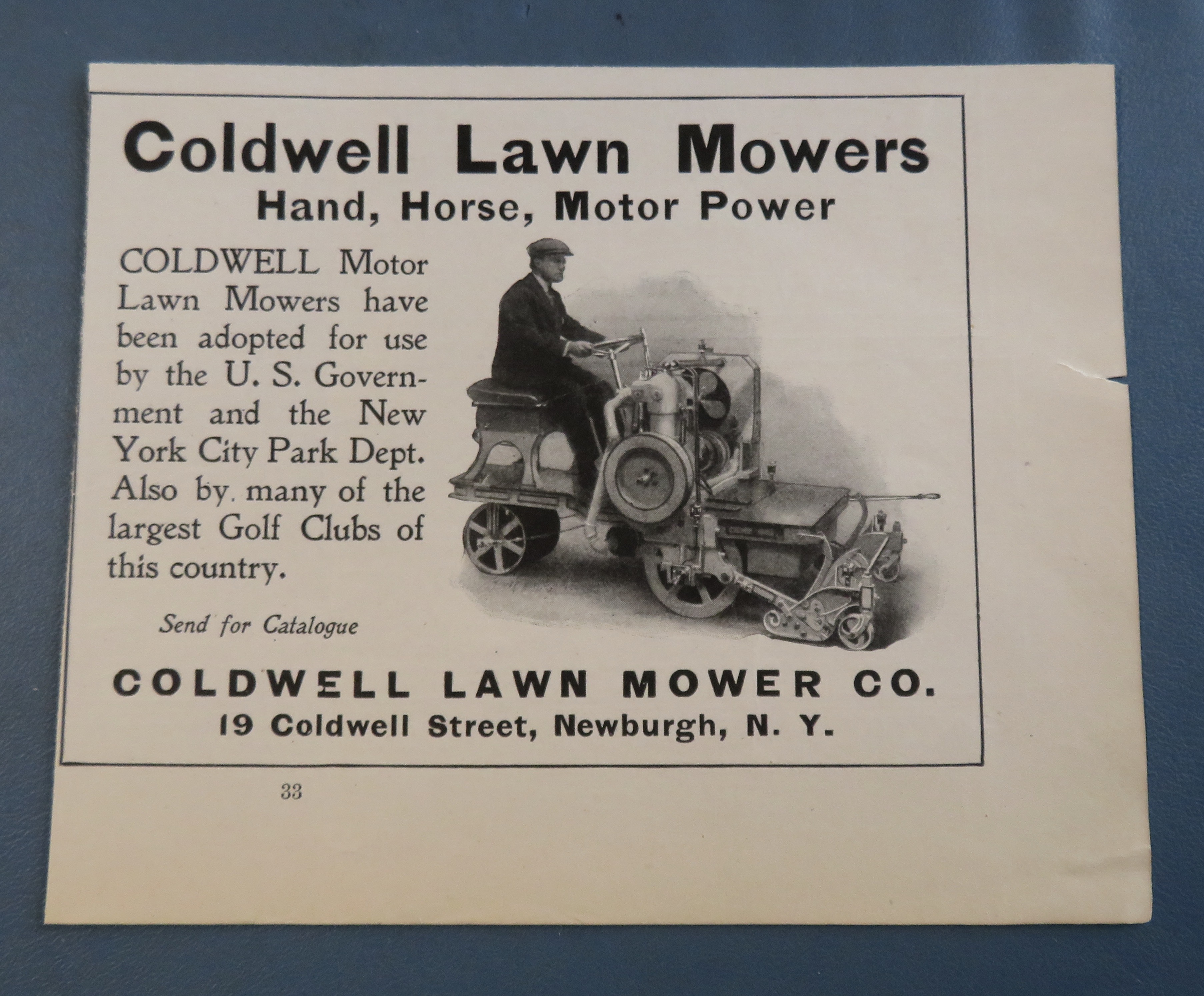1908 Coldwell Lawn Mowers with Man On Mower