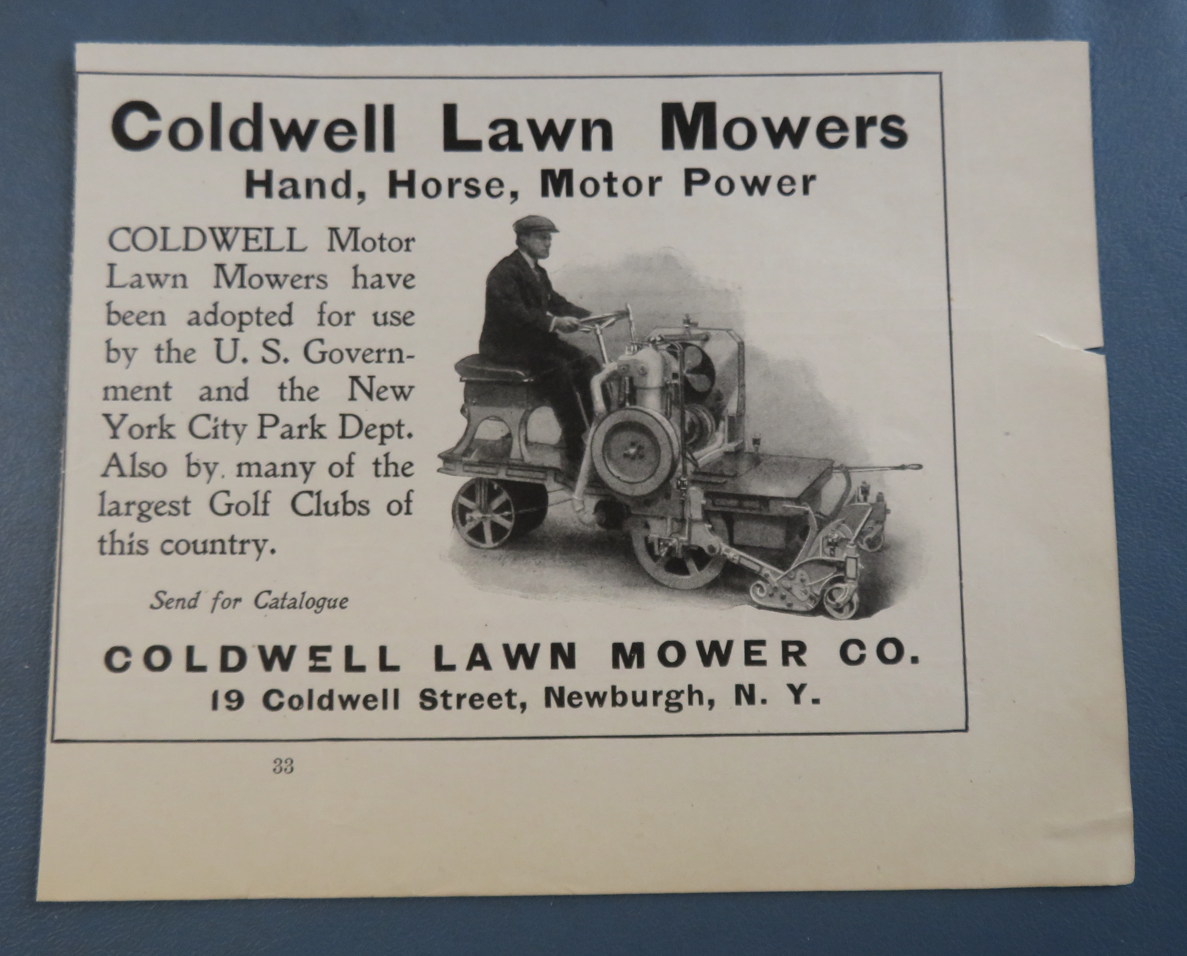 1908 Coldwell Lawn Mowers with Man On Mower