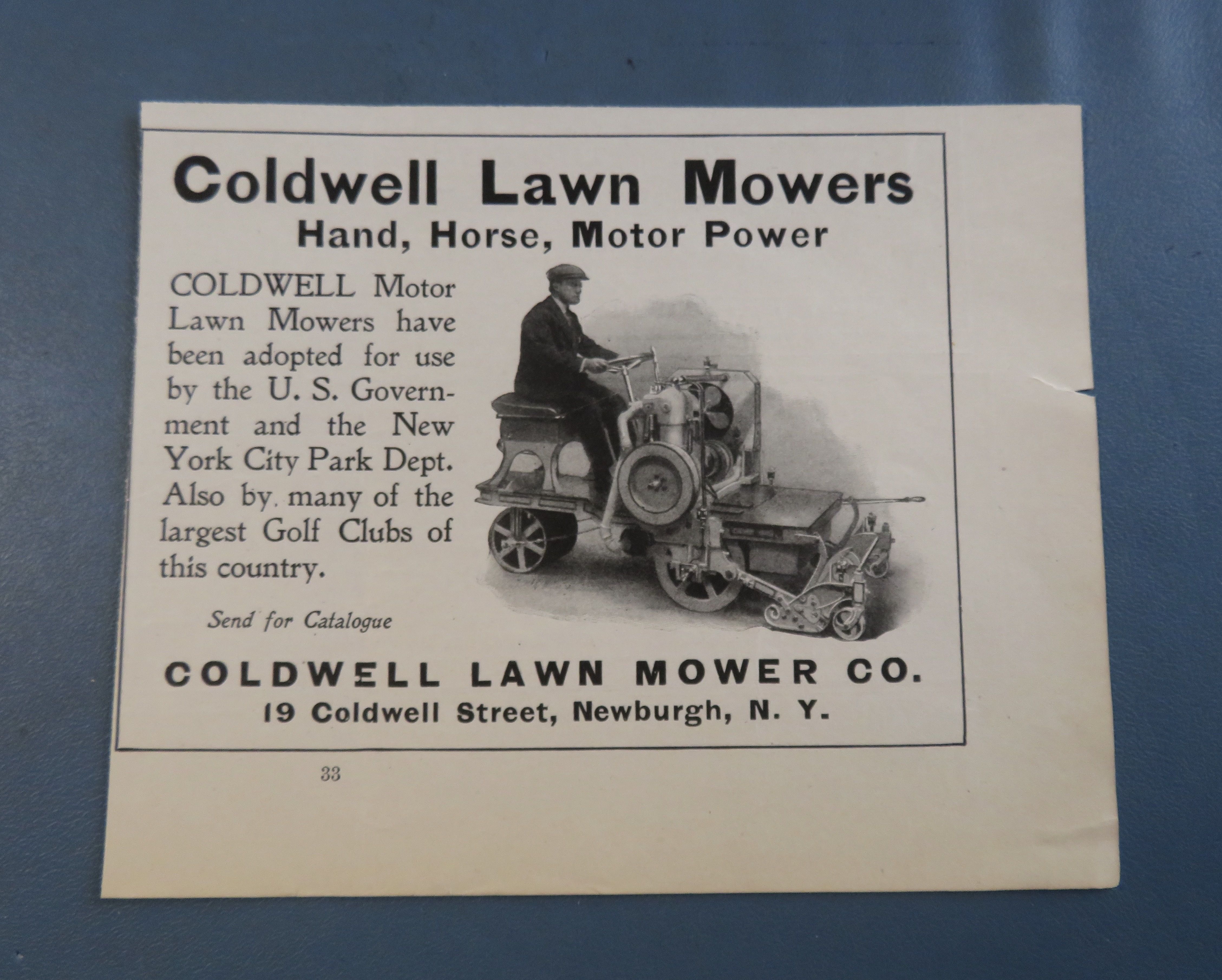 1908 Coldwell Lawn Mowers with Man On Mower