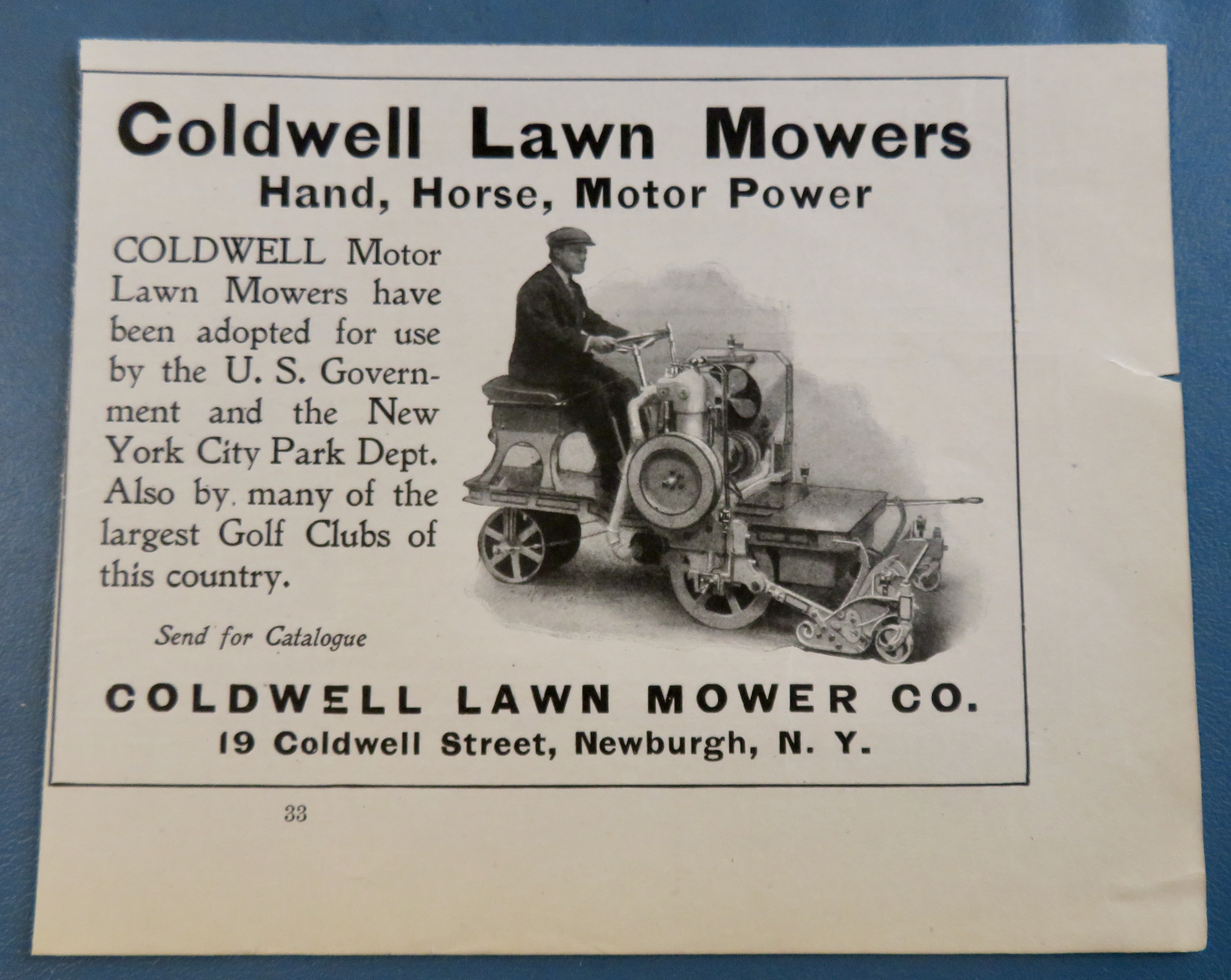 1908 Coldwell Lawn Mowers with Man On Mower