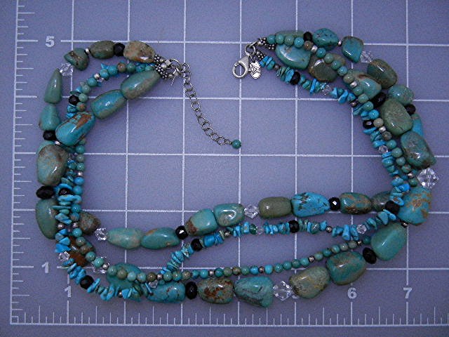 SILPADA Turquoise & Crystals Sterling Silver 4 Strand