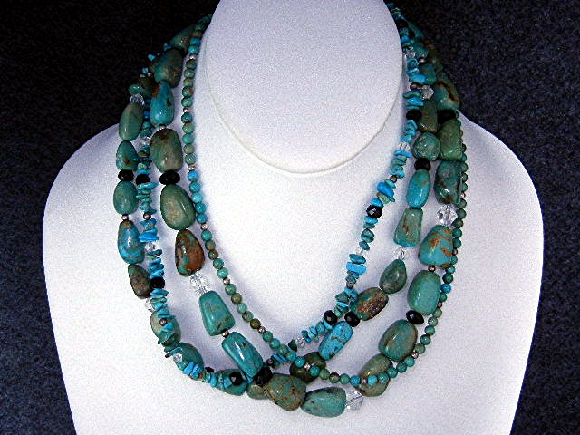 SILPADA Turquoise & Crystals Sterling Silver 4 Strand