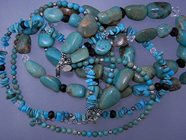 SILPADA Turquoise & Crystals Sterling Silver 4 Strand