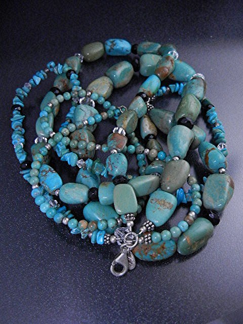 SILPADA Turquoise & Crystals Sterling Silver 4 Strand