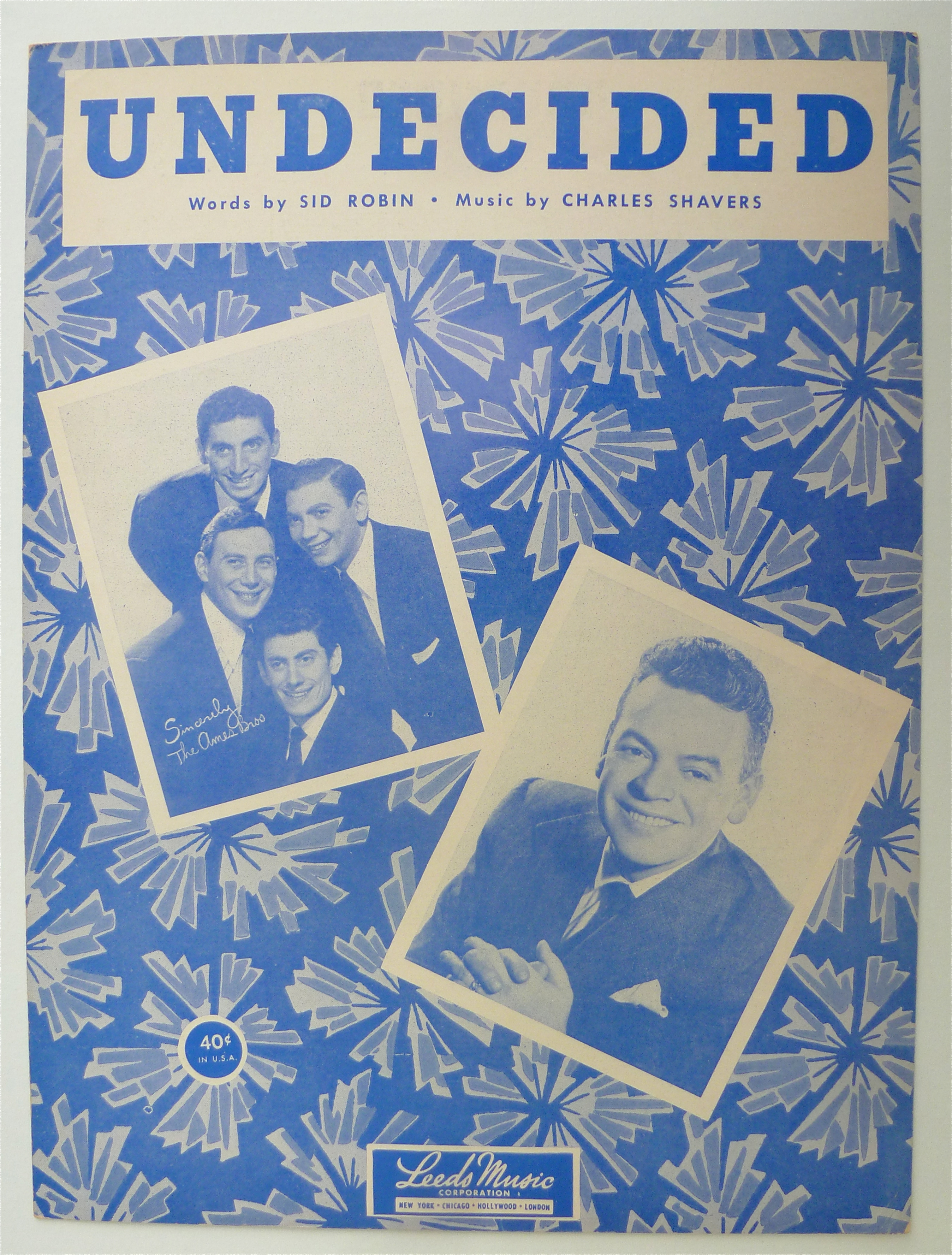 Sheet Music For 1939 Undecided