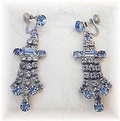 Blue and white Crystal Chandelier Earrings