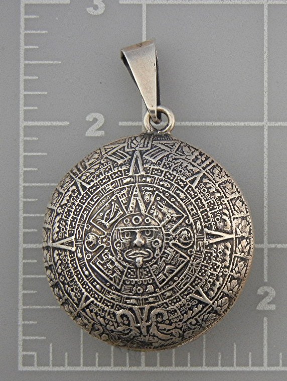 Pendant Sterling Silver Aztec Calender Mexico
