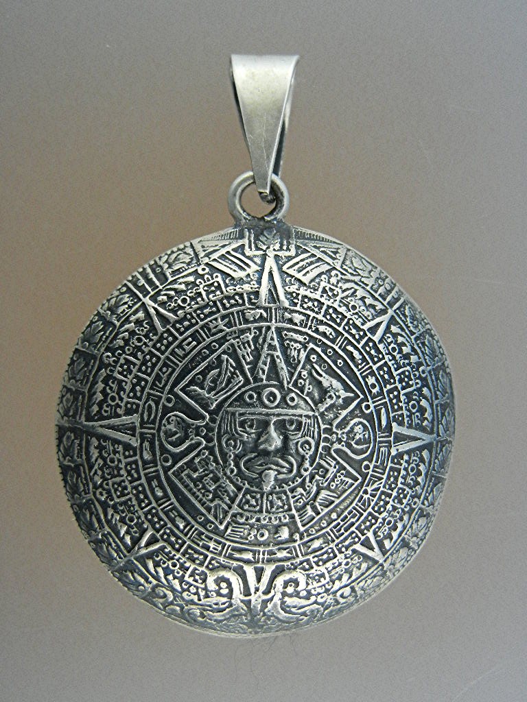Pendant Sterling Silver Aztec Calender Mexico